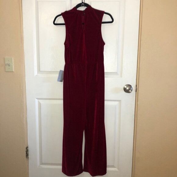 Velvet Torch Red Jumpsuit Mock Ribbed Velvet Sleeveless Size M - Picture 5 of 7